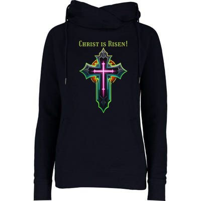 Christian Easter Jesus Christ Is Risen Womens Funnel Neck Pullover Hood