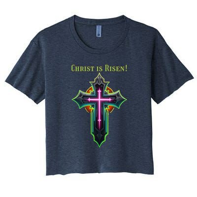 Christian Easter Jesus Christ Is Risen Women's Crop Top Tee