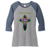 Christian Easter Jesus Christ Is Risen Women's Tri-Blend 3/4-Sleeve Raglan Shirt