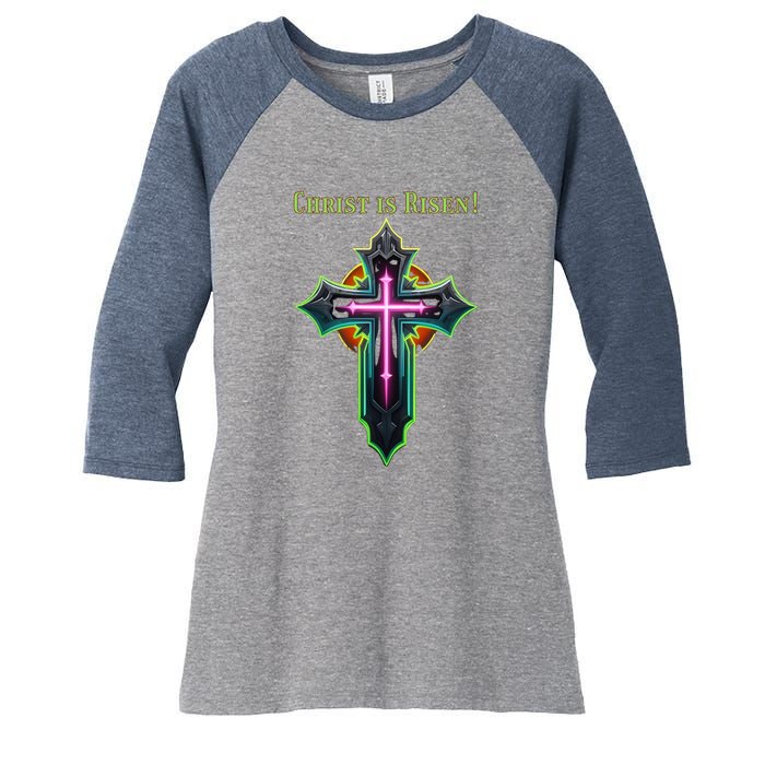 Christian Easter Jesus Christ Is Risen Women's Tri-Blend 3/4-Sleeve Raglan Shirt