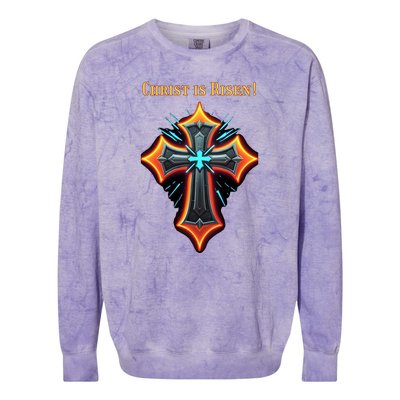 Christian Easter Jesus Christ Is Risen Colorblast Crewneck Sweatshirt