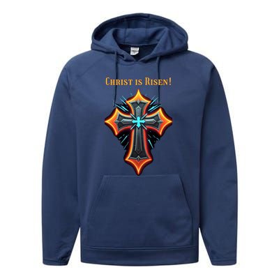 Christian Easter Jesus Christ Is Risen Performance Fleece Hoodie