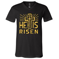 Christian Easter Jesus Christ Is Risen V-Neck T-Shirt