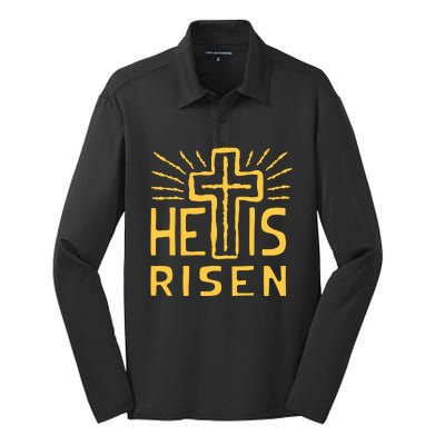 Christian Easter Jesus Christ Is Risen Silk Touch Performance Long Sleeve Polo