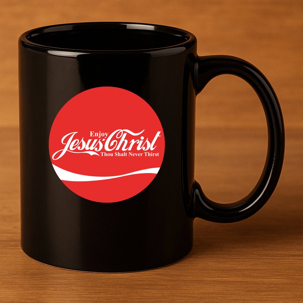 Cool Enjoy Jesus Christ Thou Shalt Mever Thirst 11oz C Handle Ceramic Mug