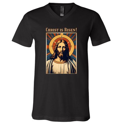 Christian Easter Jesus Christ Is Risen V-Neck T-Shirt