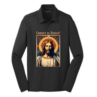 Christian Easter Jesus Christ Is Risen Silk Touch Performance Long Sleeve Polo