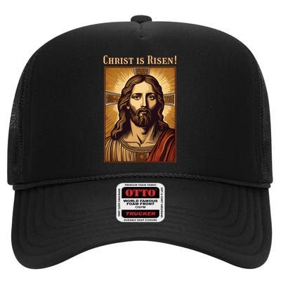 Christian Easter Jesus Christ Is Risen High Crown Mesh Back Trucker Hat