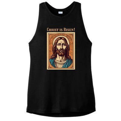 Christian Easter Jesus Christ Is Risen Ladies PosiCharge Tri-Blend Wicking Tank