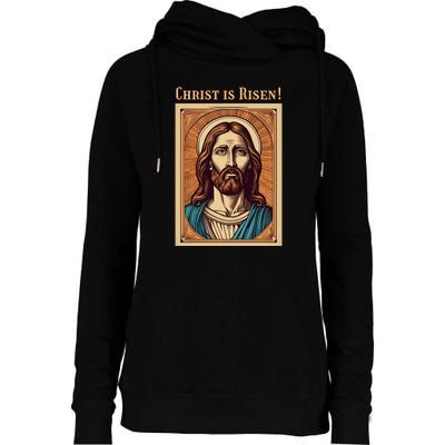 Christian Easter Jesus Christ Is Risen Womens Funnel Neck Pullover Hood