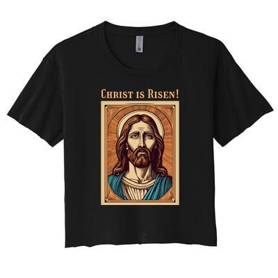 Christian Easter Jesus Christ Is Risen Women's Crop Top Tee