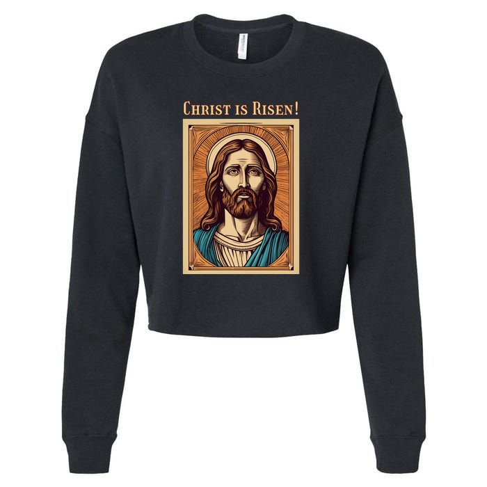 Christian Easter Jesus Christ Is Risen Cropped Pullover Crew