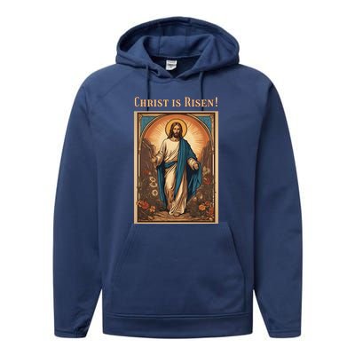 Christian Easter Jesus Christ Is Risen Performance Fleece Hoodie