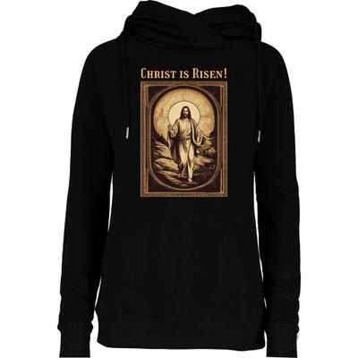 Christian Easter Jesus Christ Is Risen Womens Funnel Neck Pullover Hood