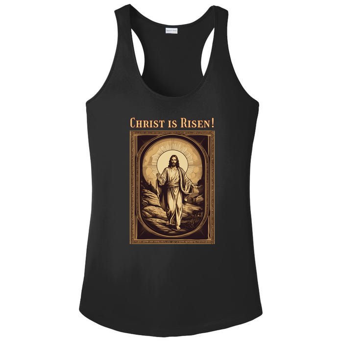 Christian Easter Jesus Christ Is Risen Ladies PosiCharge Competitor Racerback Tank