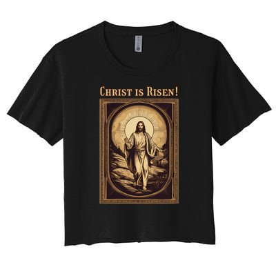 Christian Easter Jesus Christ Is Risen Women's Crop Top Tee