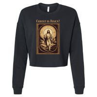 Christian Easter Jesus Christ Is Risen Cropped Pullover Crew