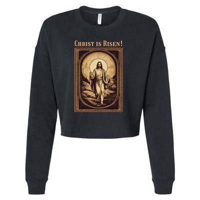 Christian Easter Jesus Christ Is Risen Cropped Pullover Crew