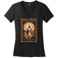 Christian Easter Jesus Christ Is Risen Women's V-Neck T-Shirt