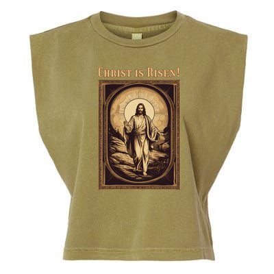 Christian Easter Jesus Christ Is Risen Garment-Dyed Women's Muscle Tee