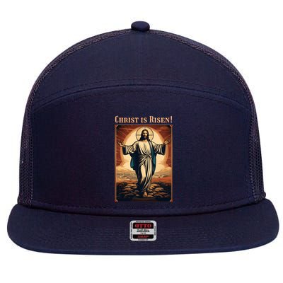 Christian Easter Jesus Christ Is Risen 7 Panel Mesh Trucker Snapback Hat