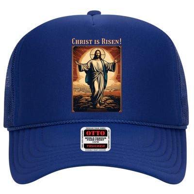 Christian Easter Jesus Christ Is Risen High Crown Mesh Back Trucker Hat