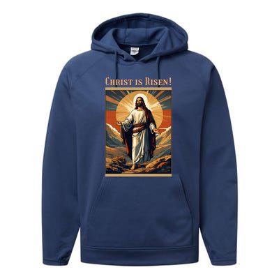 Christian Easter Jesus Christ Is Risen Performance Fleece Hoodie