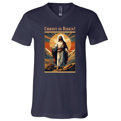 Christian Easter Jesus Christ Is Risen V-Neck T-Shirt