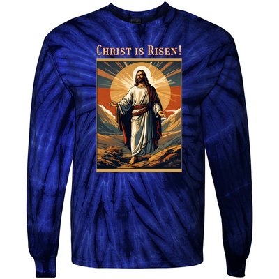 Christian Easter Jesus Christ Is Risen Tie-Dye Long Sleeve Shirt