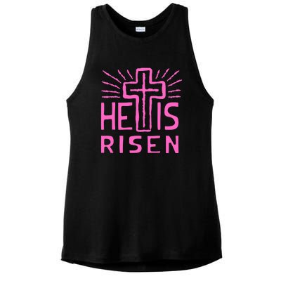 Christian Easter Jesus Christ Is Risen Ladies PosiCharge Tri-Blend Wicking Tank