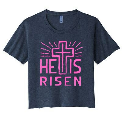 Christian Easter Jesus Christ Is Risen Women's Crop Top Tee