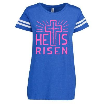 Christian Easter Jesus Christ Is Risen Enza Ladies Jersey Football T-Shirt