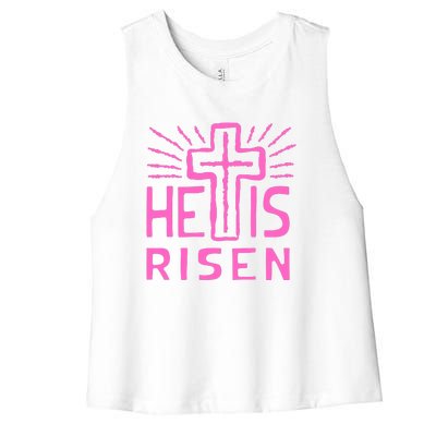 Christian Easter Jesus Christ Is Risen Women's Racerback Cropped Tank