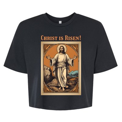 Christian Easter Jesus Christ Is Risen Bella+Canvas Jersey Crop Tee