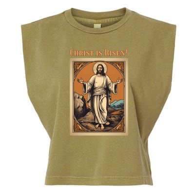 Christian Easter Jesus Christ Is Risen Garment-Dyed Women's Muscle Tee