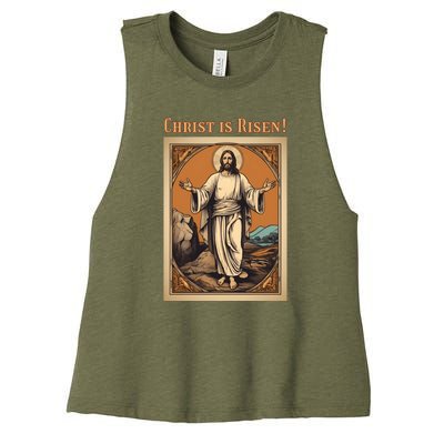 Christian Easter Jesus Christ Is Risen Women's Racerback Cropped Tank