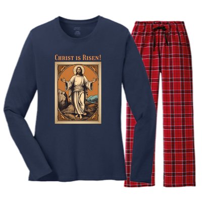 Christian Easter Jesus Christ Is Risen Women's Long Sleeve Flannel Pajama Set 