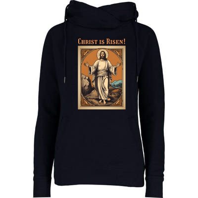 Christian Easter Jesus Christ Is Risen Womens Funnel Neck Pullover Hood