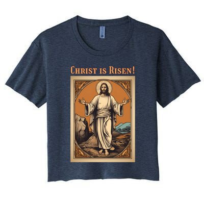 Christian Easter Jesus Christ Is Risen Women's Crop Top Tee