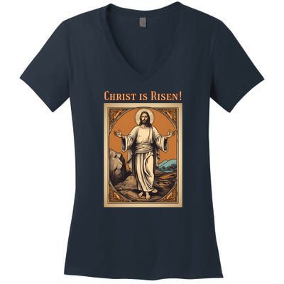 Christian Easter Jesus Christ Is Risen Women's V-Neck T-Shirt