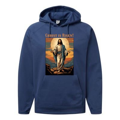 Christian Easter Jesus Christ Is Risen Performance Fleece Hoodie