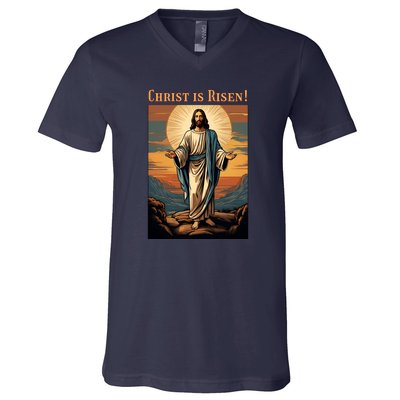 Christian Easter Jesus Christ Is Risen V-Neck T-Shirt