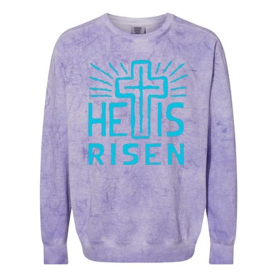 Christian Easter Jesus Christ Is Risen Colorblast Crewneck Sweatshirt