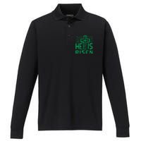 Christian Easter Jesus Christ Is Risen Performance Long Sleeve Polo