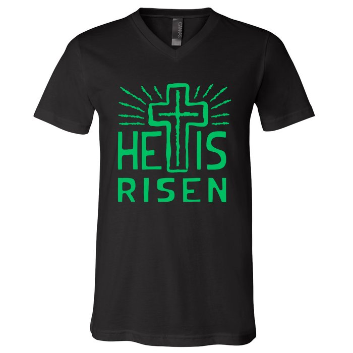 Christian Easter Jesus Christ Is Risen V-Neck T-Shirt