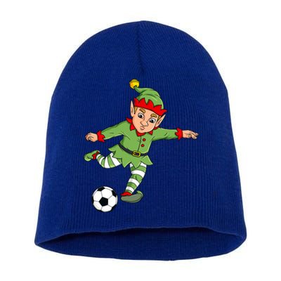 Christmas Elf Kicking Soccer Ball Funny Boys Girls Xmas Gift Short Acrylic Beanie