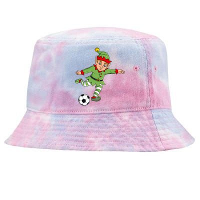 Christmas Elf Kicking Soccer Ball Funny Boys Girls Xmas Gift Tie-Dyed Bucket Hat