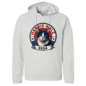 Cat Election Kamala Harris Tim Waltz Performance Fleece Hoodie