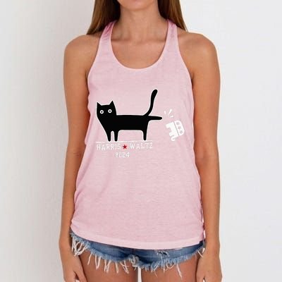 Cat Election Kamala Harris Tim Waltz Women's Knotted Racerback Tank