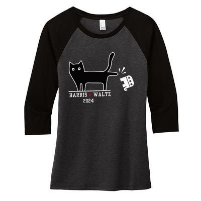 Cat Election Kamala Harris Tim Waltz Women's Tri-Blend 3/4-Sleeve Raglan Shirt